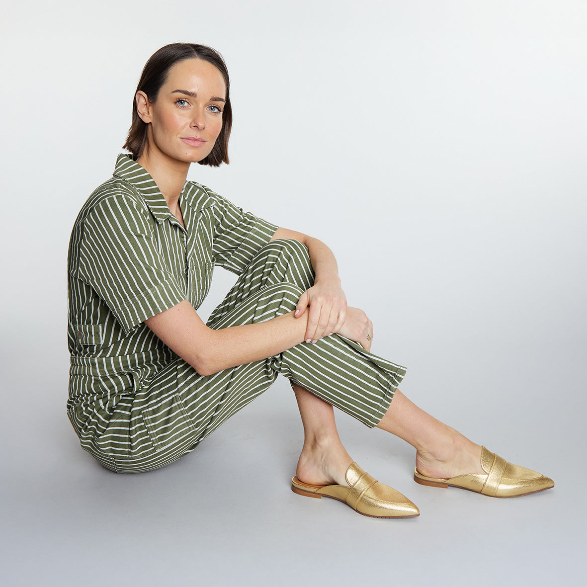 Hayley Vegan Gold Flat Shoe by Esska