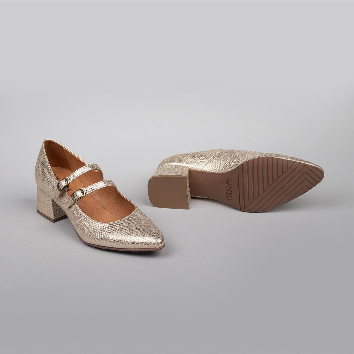 Laura Vegan Embossed Platinum Low Shoe by Esska