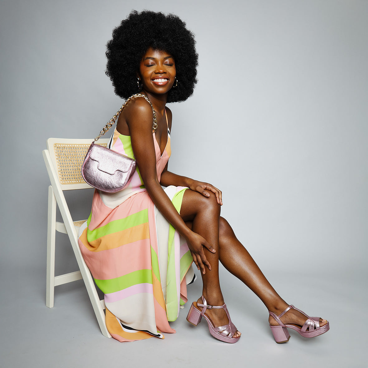 Charlie Metallic Pink Mid Sandal by Esska