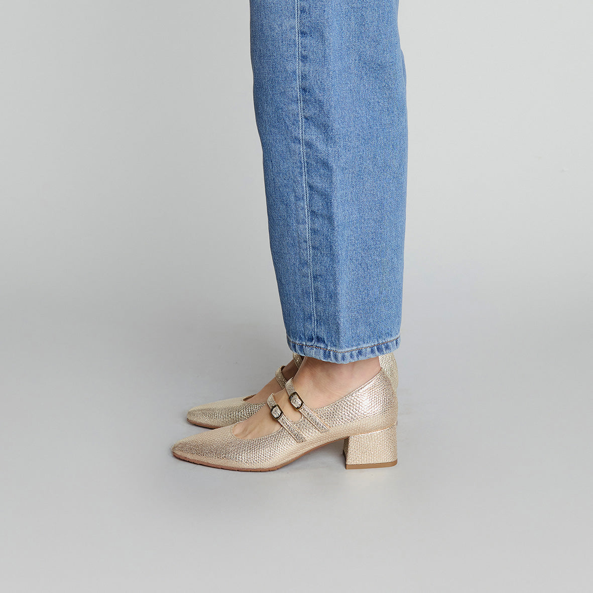 Laura Vegan Embossed Platinum Low Shoe by Esska
